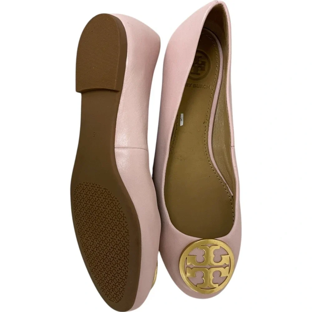 Tory Burch Benton Leather Slip On Ballet Flat Shoes Pink Womens Size 5 NWOB